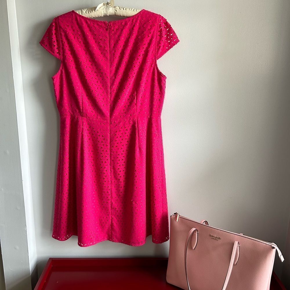 J.Crew Raspberry Laser Cut Out A-line Dress - Picture 7 of 7